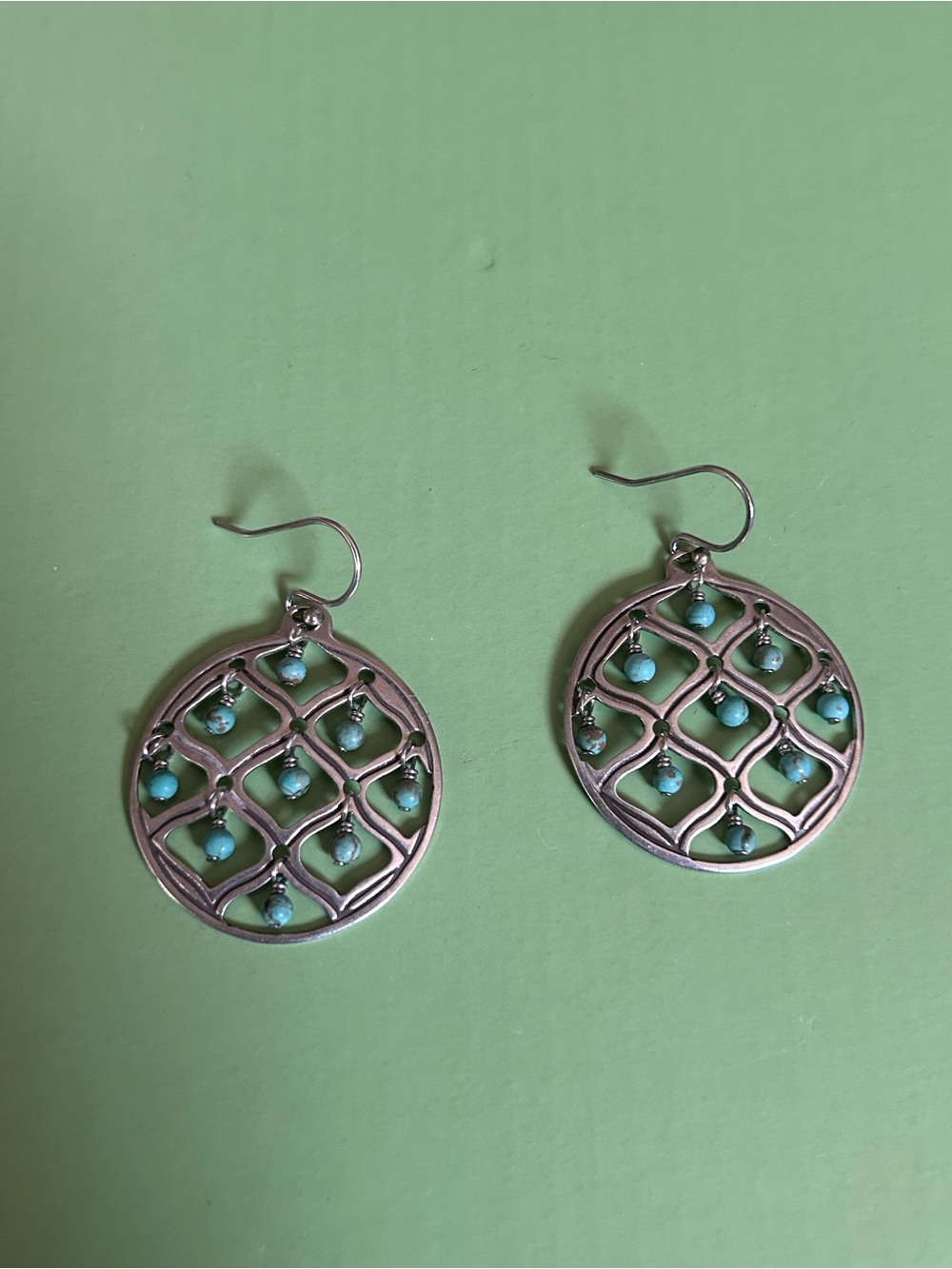 Silpada Turquoise Drop Lattice Silver Earrings - Women Jewelry